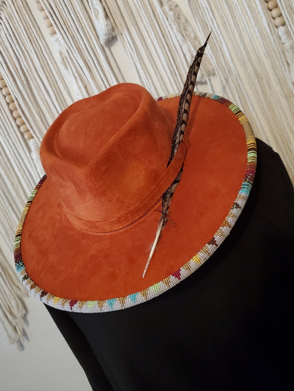 Hand Beaded Suede Hat - Picture 2 of 7